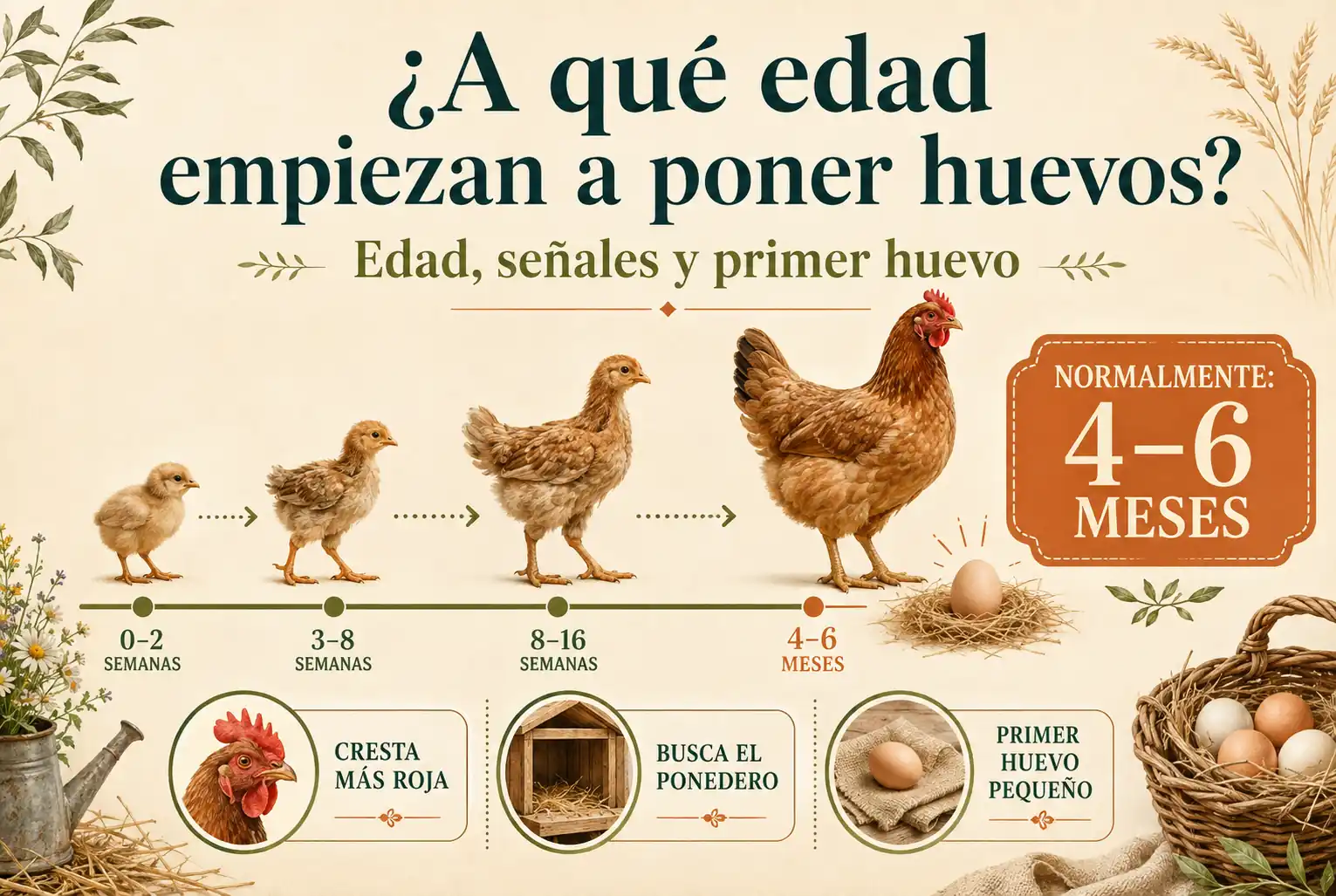 ¿A qué edad empiezan a poner huevos las gallinas? Señales del primer huevo