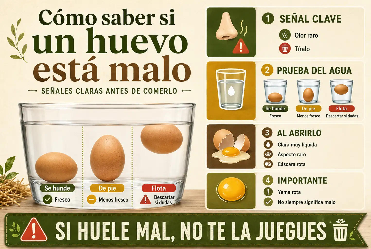 Cómo saber si un huevo está malo: señales claras antes de comerlo