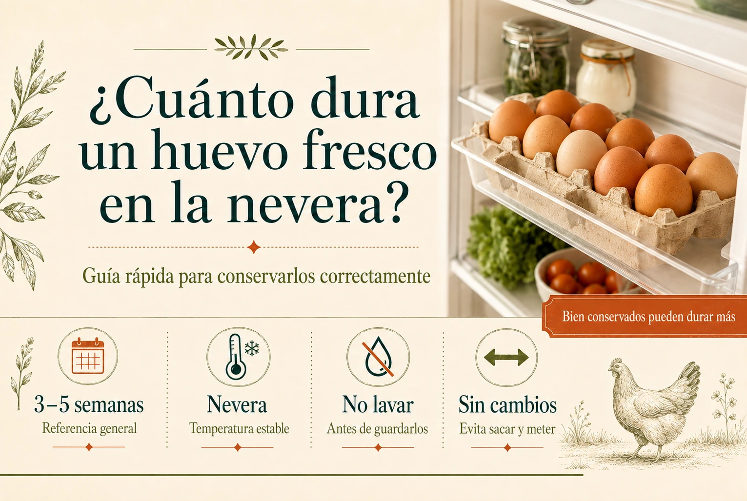 Cuánto dura un huevo fresco en la nevera y cómo conservarlo correctamente